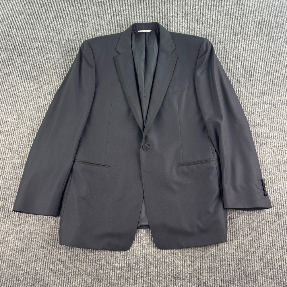 Vintage Canali Tuxedo Jacket 44 R Navy Black Wool Formal Wedding Designer Italy
